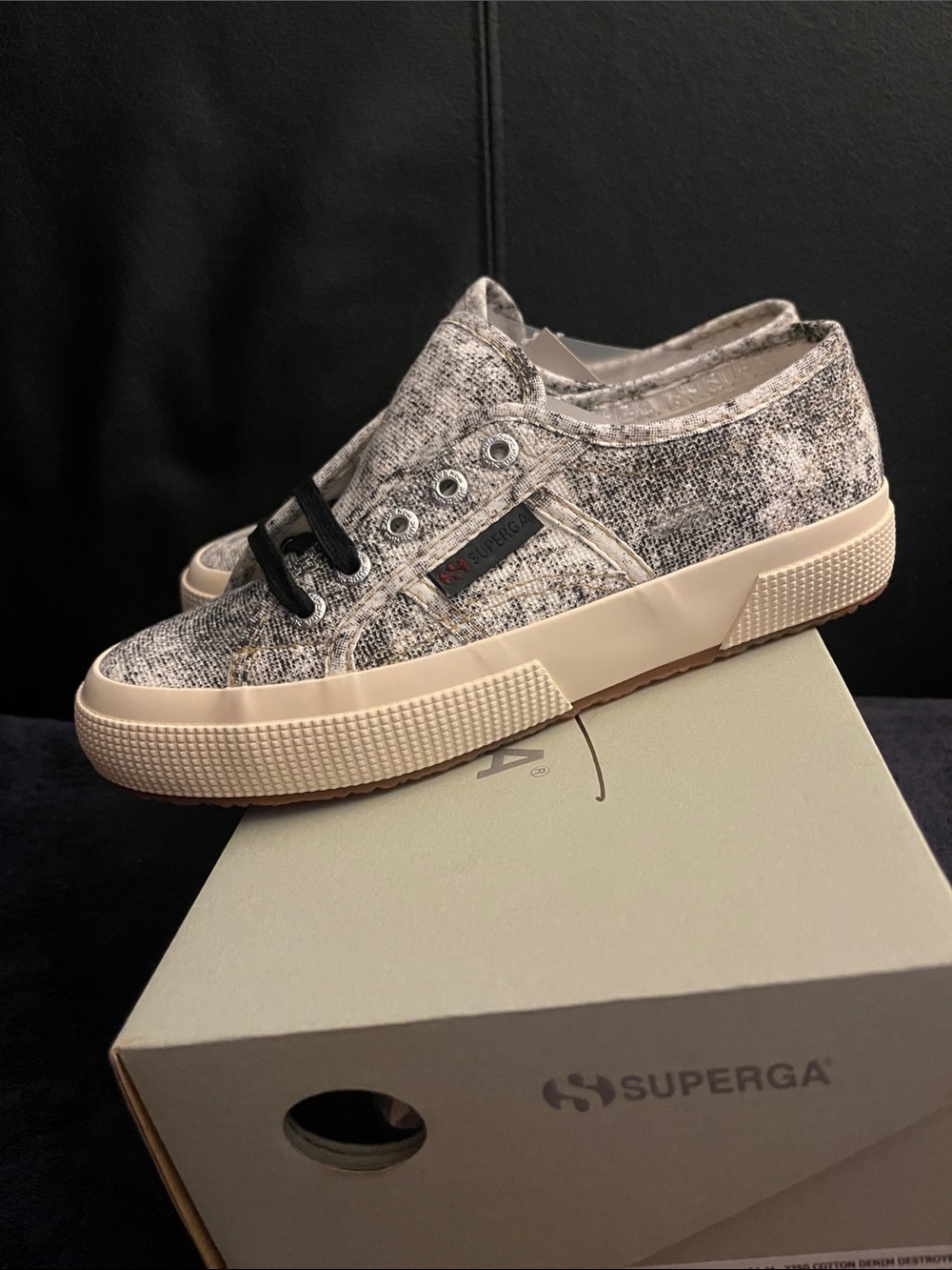 SUPERGA 2750 Cotton Denim Women’s Low-Top Canvas Lace-Up Sneakers Sz 35EU/5US